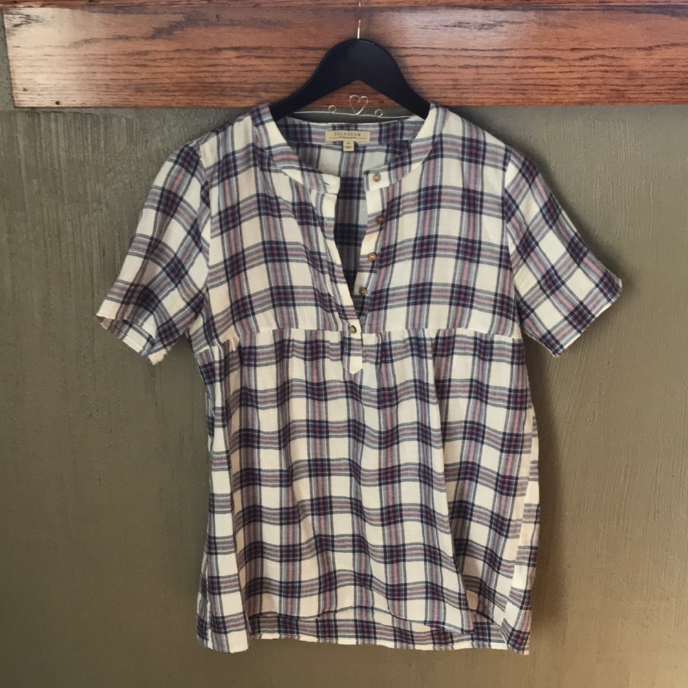 Plaid Top with Buttons